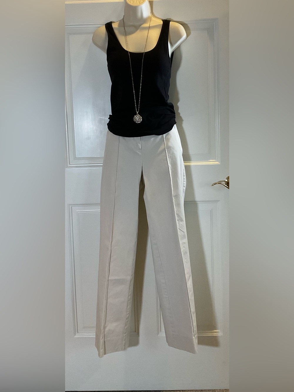 Ann Taylor Classic Wide-Leg Khaki Stitched Front Crease Pants - Women's Size 4